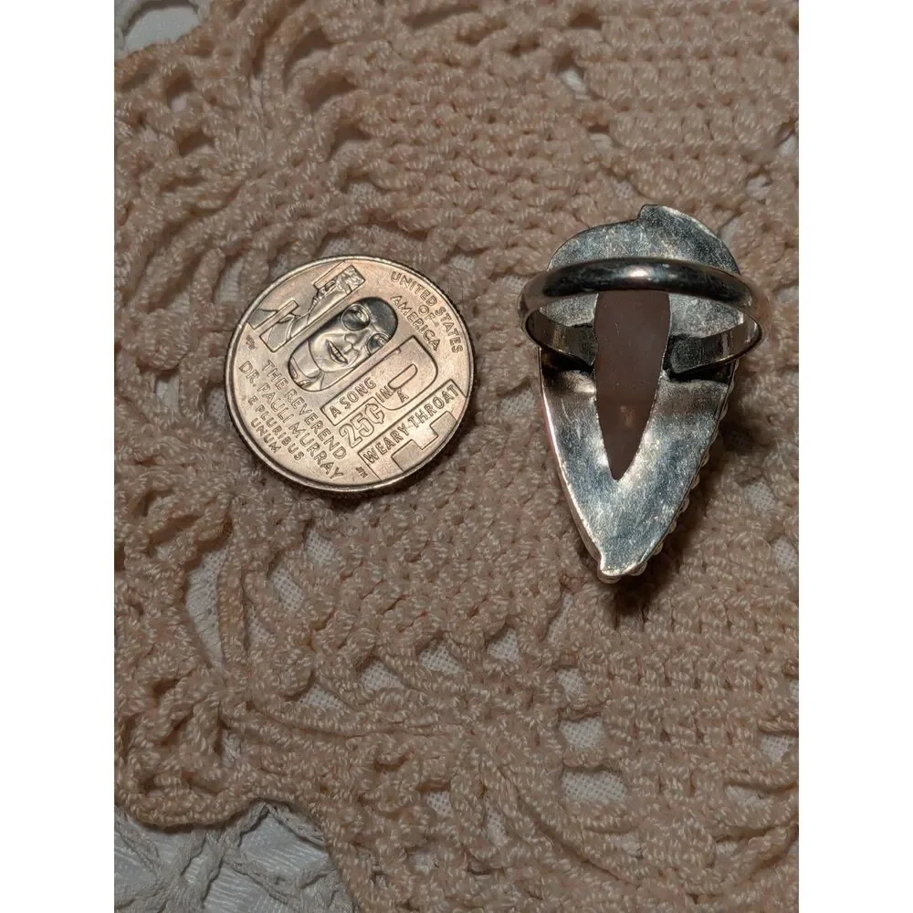 Sterling Silver Ring Large Rose Quartz